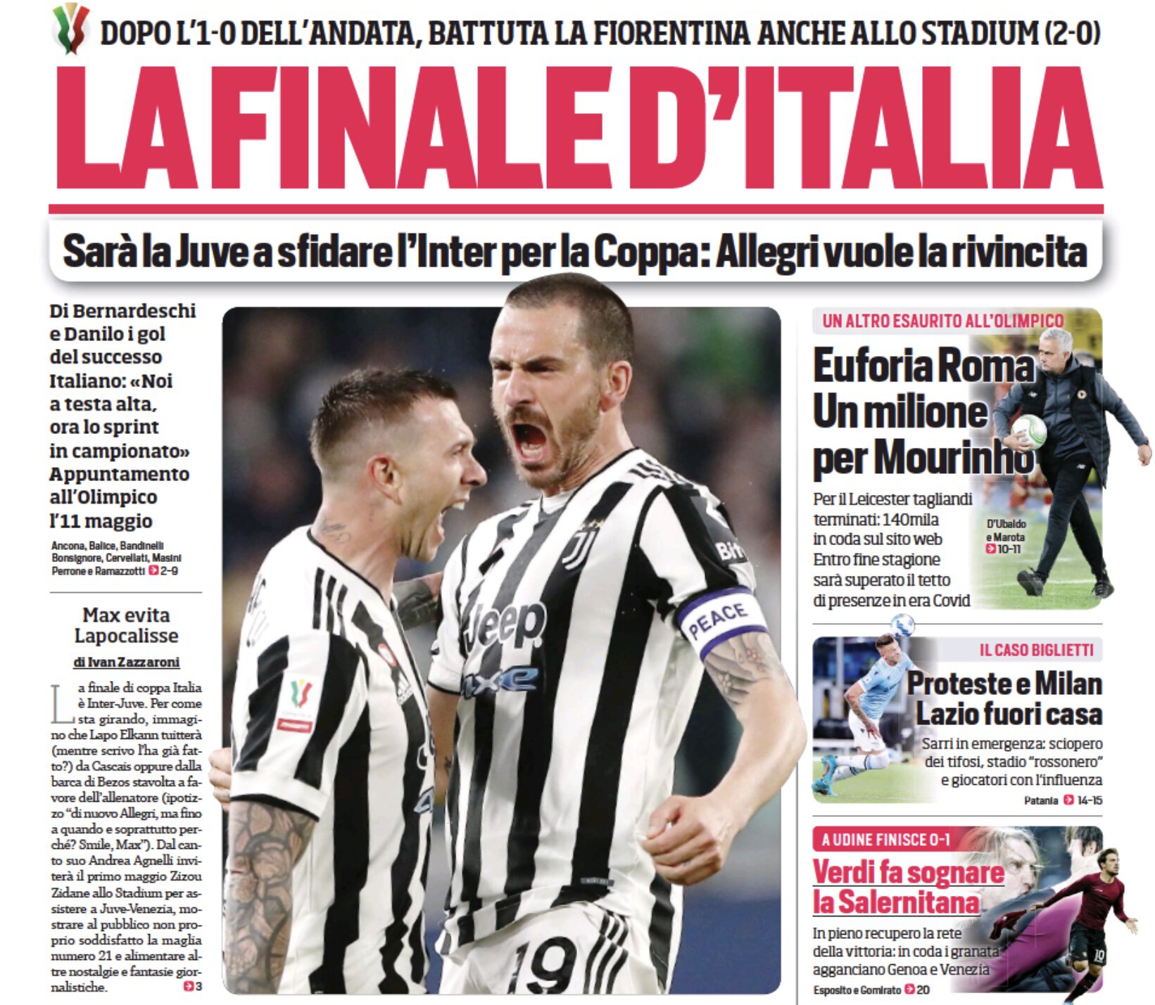 «Финал Италии». Заголовки Gazzetta, TuttoSport и Corriere за 21 апреля