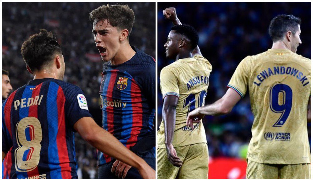 Барселона, Ансу Фати, Педри, Гави, Рональд Араухо, Жюль Кунде, Роберт Левандовски