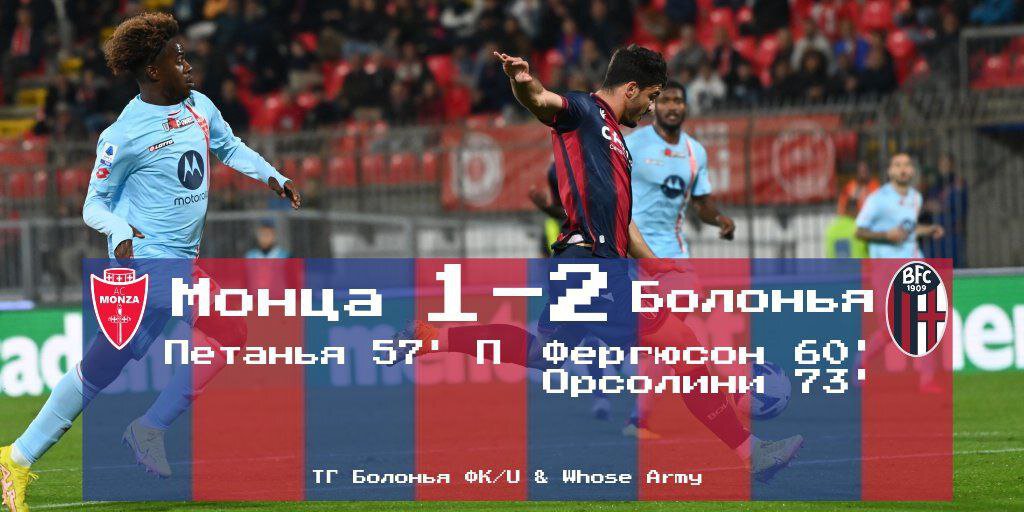 Серия А, 12 тур. &#171;Монца&#187; - &#171;Болонья&#187; 1-2