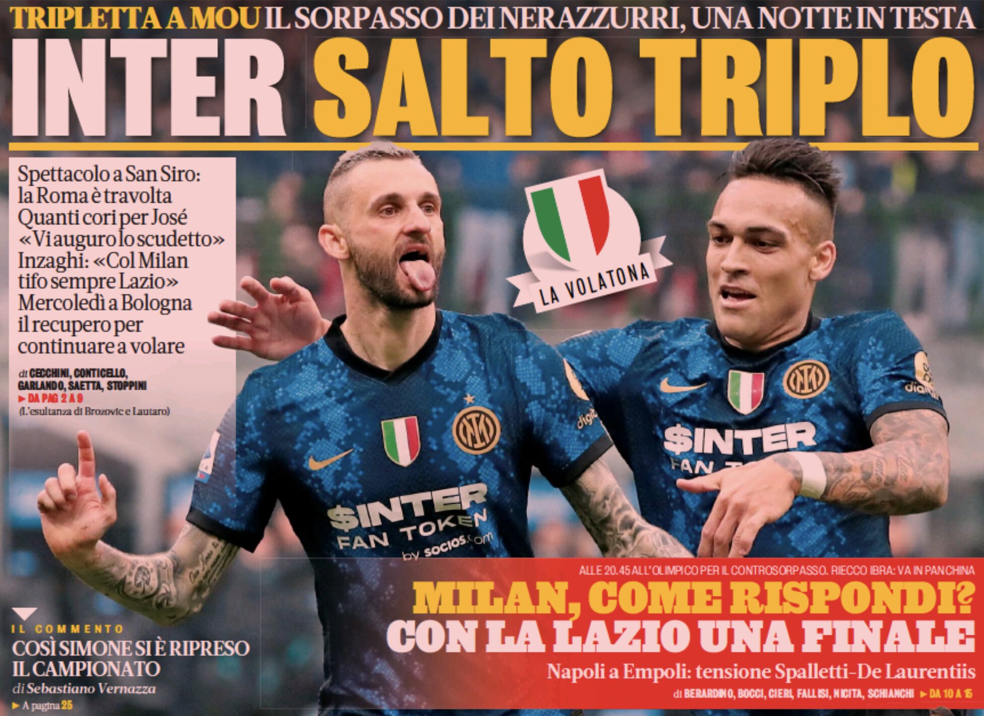 «Интер», тройной прыжок. Заголовки Gazzetta, TuttoSport и Corriere за 24 апреля