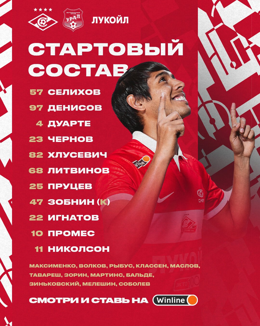 Наш состав на первый матч года в РПЛ – «Спартак» - «Урал»