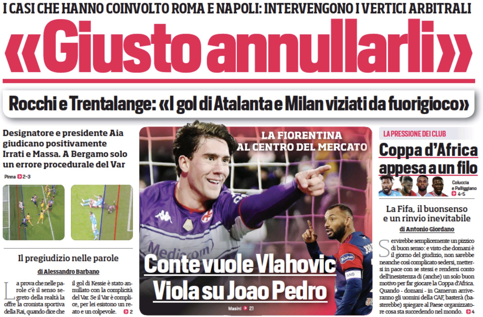 «Их аннулировали верно». Заголовки Gazzetta, TuttoSport и Corriere за 21 декабря