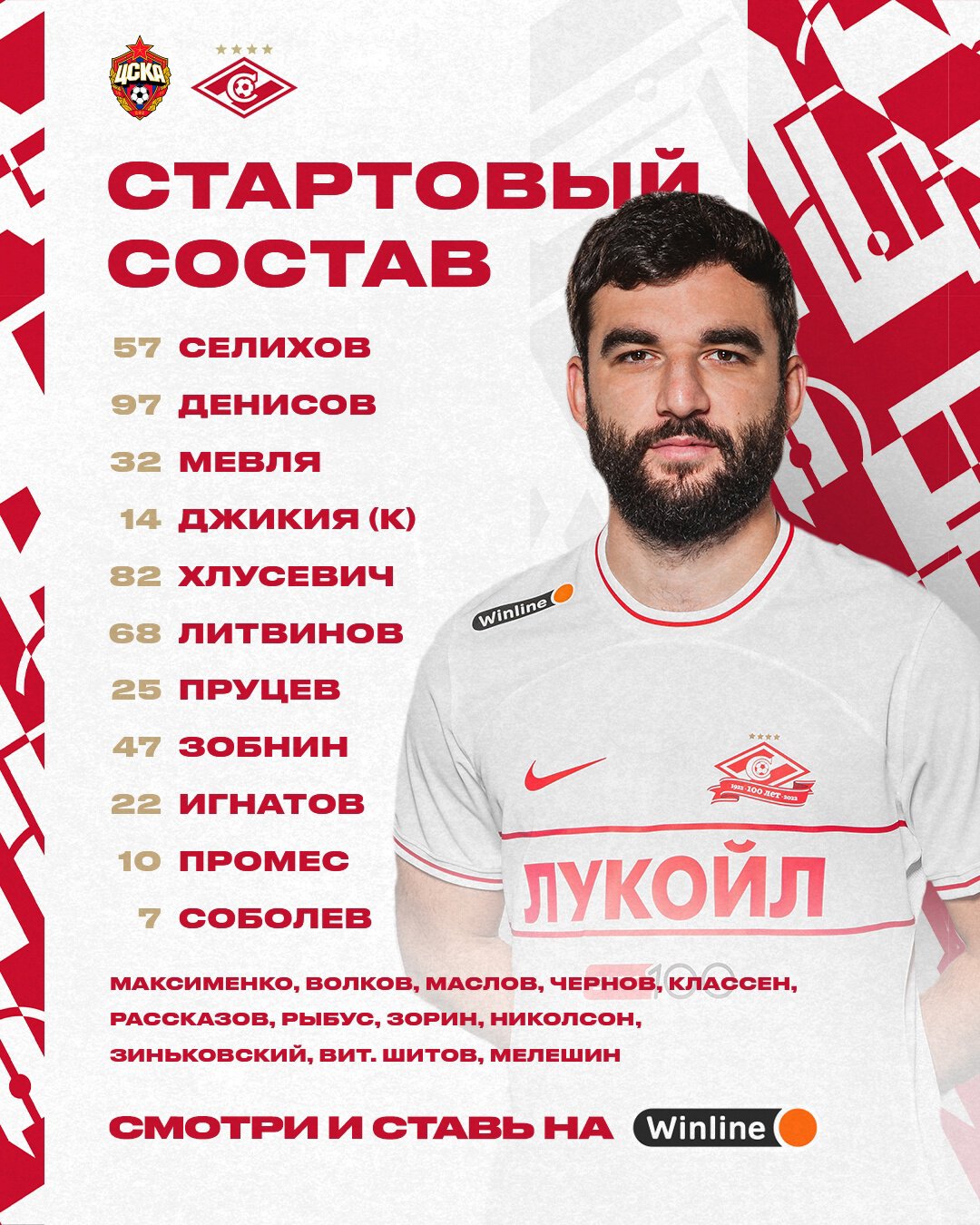 Состав «Спартака» в дерби с ЦСКА