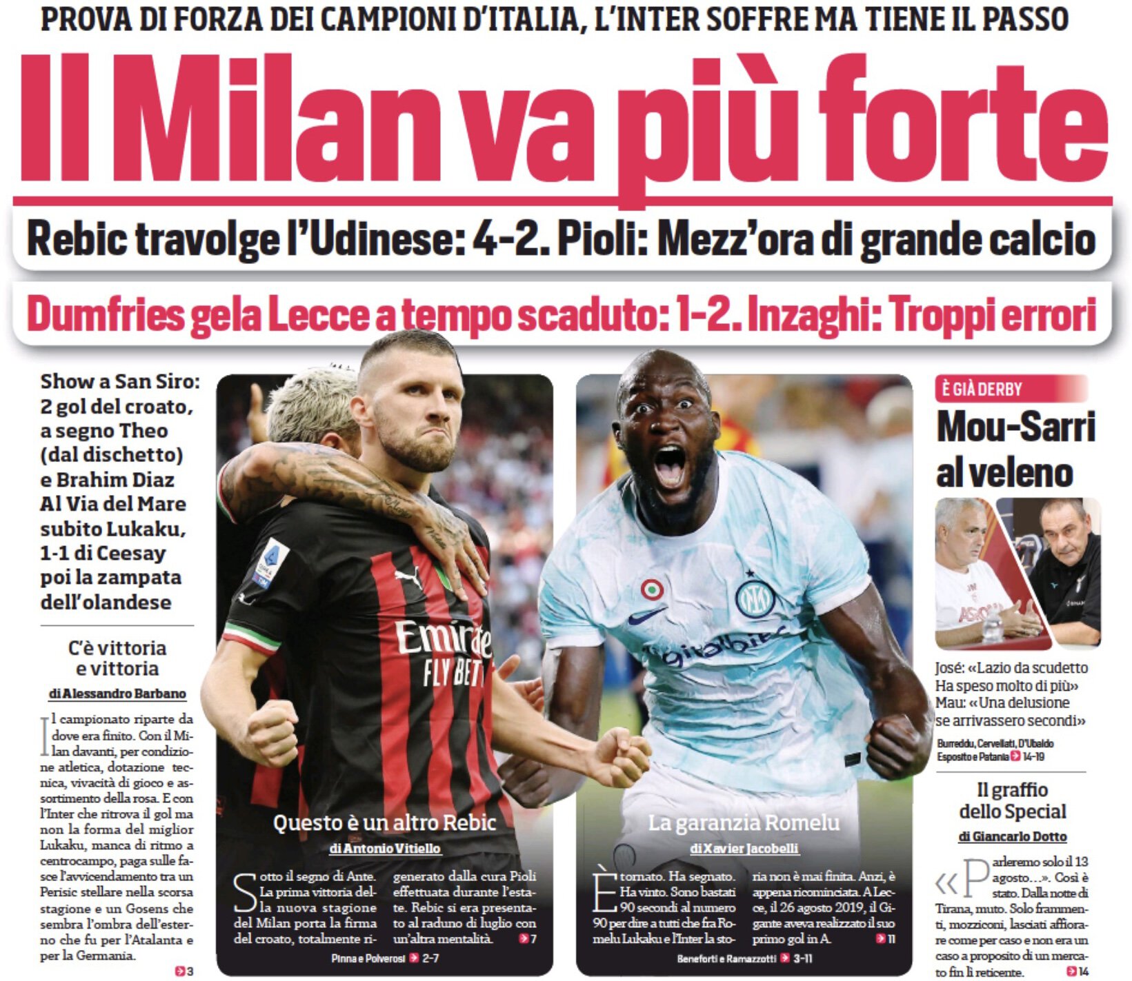 «Милан» становится сильнее. Заголовки Gazzetta, TuttoSport и Corriere за 14 августа