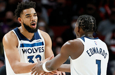 Миннесота, Карл-Энтони Таунс, Руди Гобер, Крис Финч, Джейден Макдэниэлс, Энтони Эдвардс, Д’Анджело Расселл, Джейлен Науэлл, Стефен Карри, Голден Стэйт, НБА