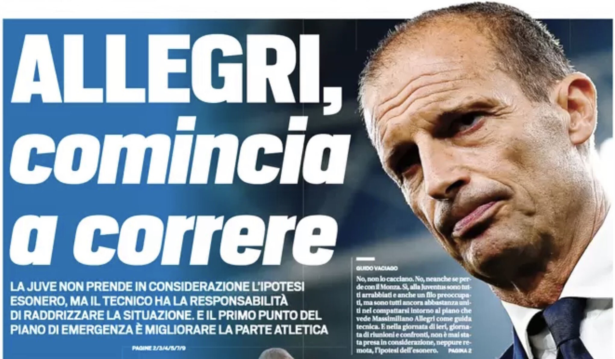 Аллегри, начинай бежать. Заголовки Gazzetta, TuttoSport и Corriere за 16 сентября