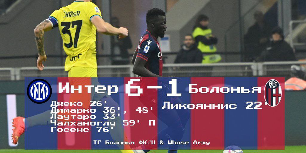 Серия А, 14 тур. &#171;Интер&#187; - &#171;Болонья&#187; 6-1