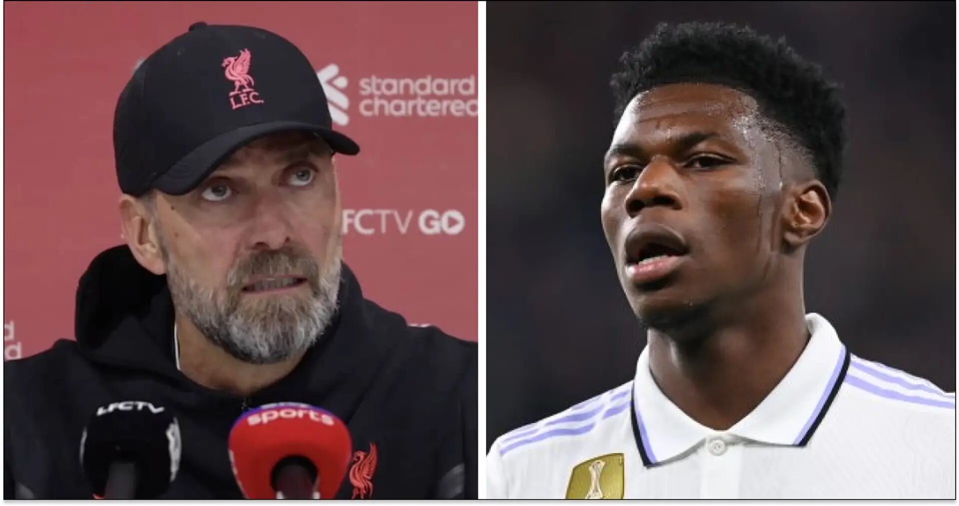 Клубы, Ливерпуль, Реал Мадрид, Орельен Тчуамени Клубы, Ливерпуль, Реал Мадрид, Орельен Тчуамени