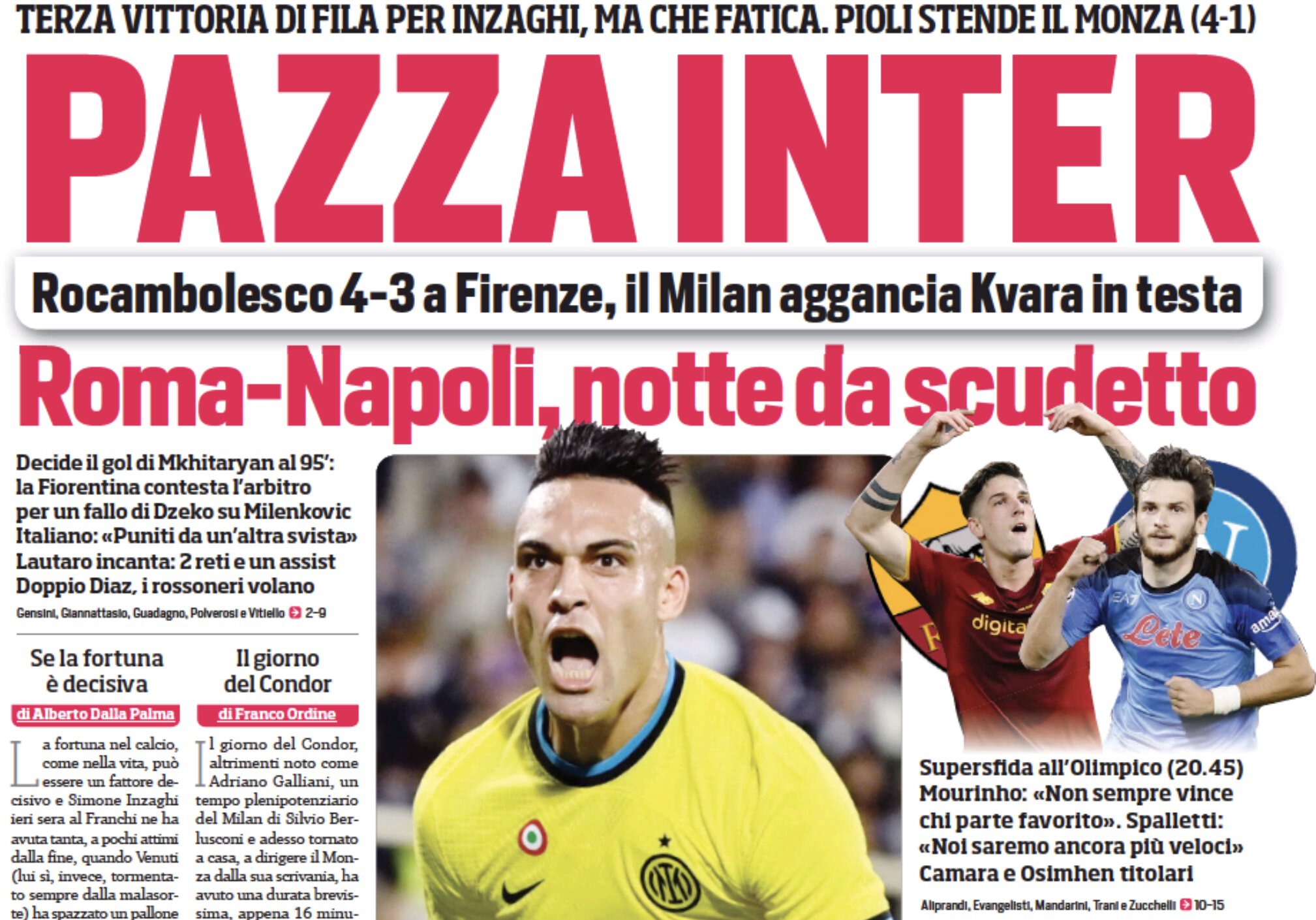 Сумасшедший «Интер». Заголовки Gazzetta, TuttoSport и Corriere за 23 октября