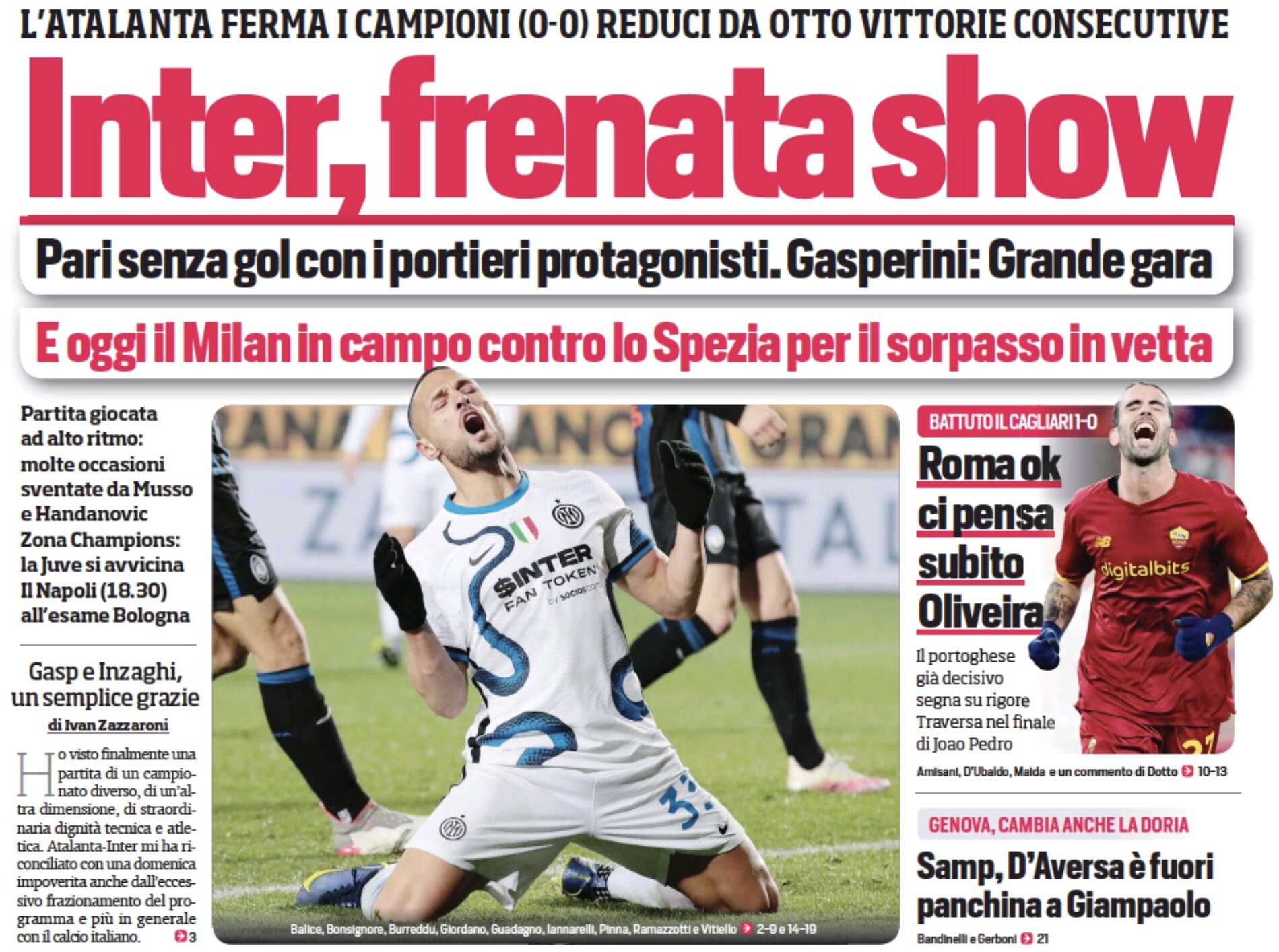«Интер», шоу-торможение. Заголовки Gazzetta, TuttoSport и Corriere за 17 января
