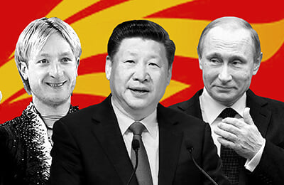 Джеки Чан, Томас Бах, Евгений Плющенко, Аделина Сотникова, МОК, Йоханнес Бо, Александр Жуков, Владимир Путин, Уле Эйнар Бьорндален, Олимпиада-2022