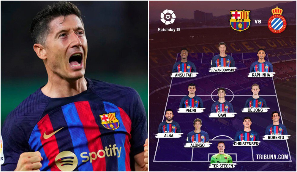 Стартовый состав «Барсы» на каталонское дерби. Старт через полчаса! 🔥