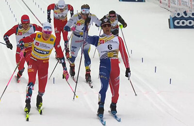 фото, Кубок мира, лыжные гонки, сборная Франции, Йоханнес Клэбо, Ришар Жув, сборная Норвегии