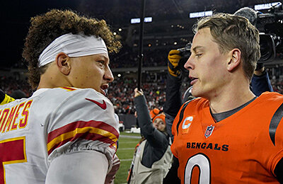 НФЛ, Канзас-Сити, Цинциннати, Джамарр Чейз, Джейлен Хертс, Кристиан Маккэффри, Филадельфия, Сан-Франциско, Патрик Махоумс, Джо Бурроу, Джордж Киттл, Эй Джей Браун, Трэвис Келси, Джо Миксон, Брок Парди