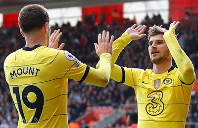 Челси, премьер-лига Англия, Томас Тухель, Тимо Вернер, Мэйсон Маунт, Саутгемптон, Ральф Хазенхюттль, Манчестер Юнайтед, Лестер