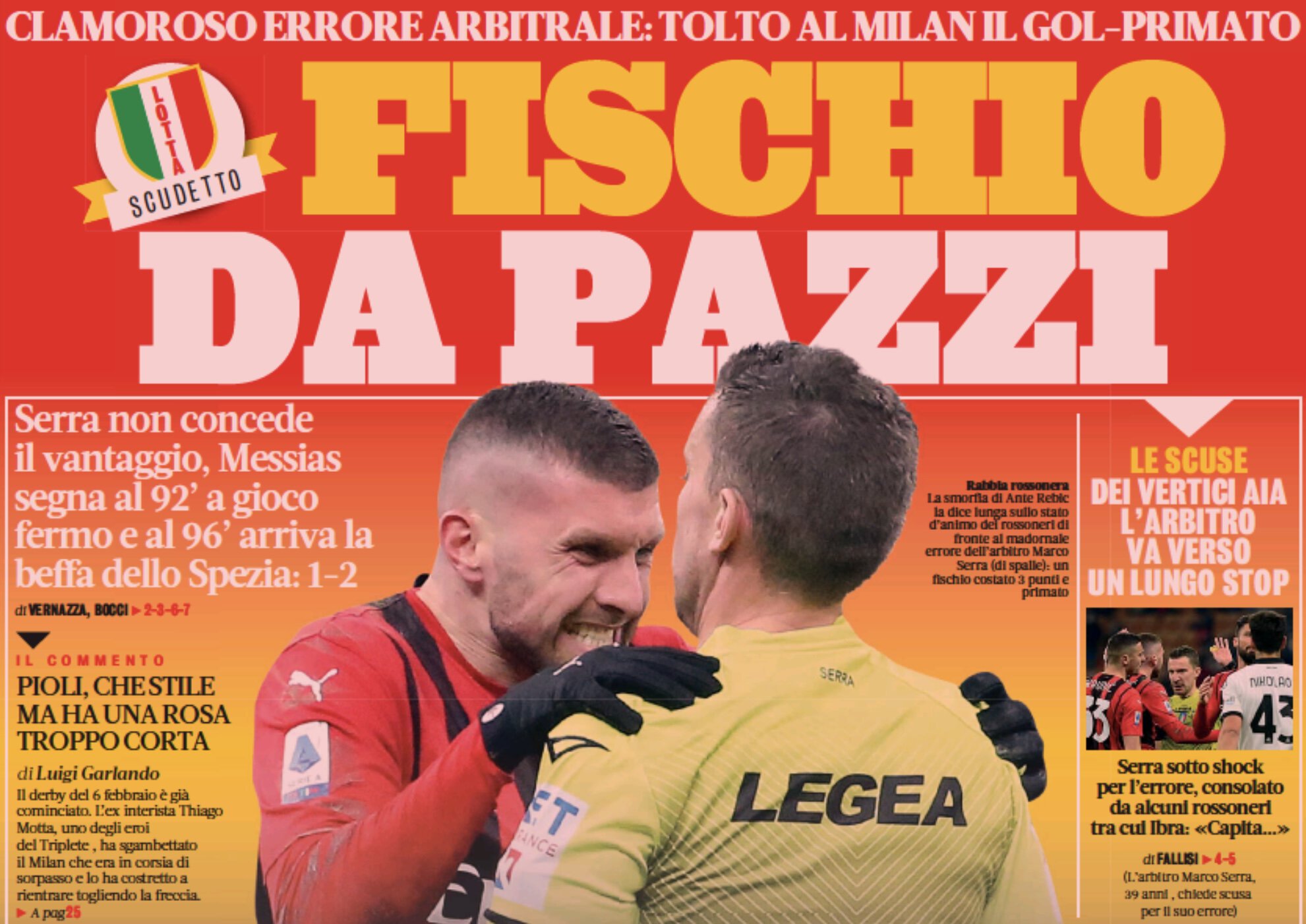 Свисток сошёл с ума. Заголовки Gazzetta, TuttoSport и Corriere за 18 января