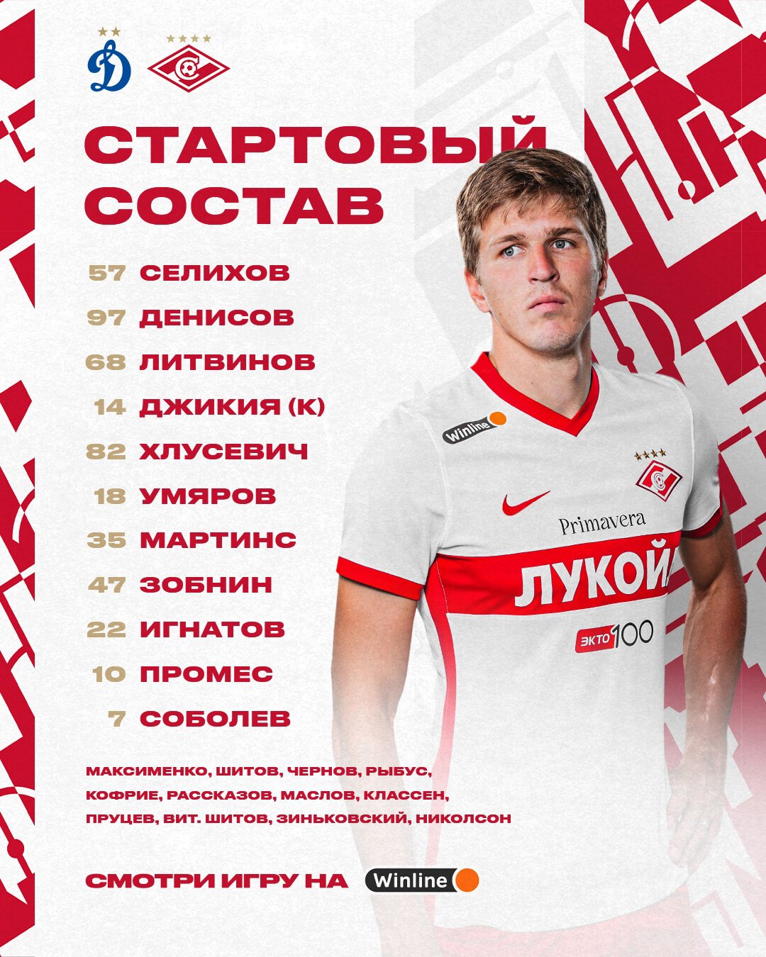 Состав «Спартака» в дерби с «Динамо»