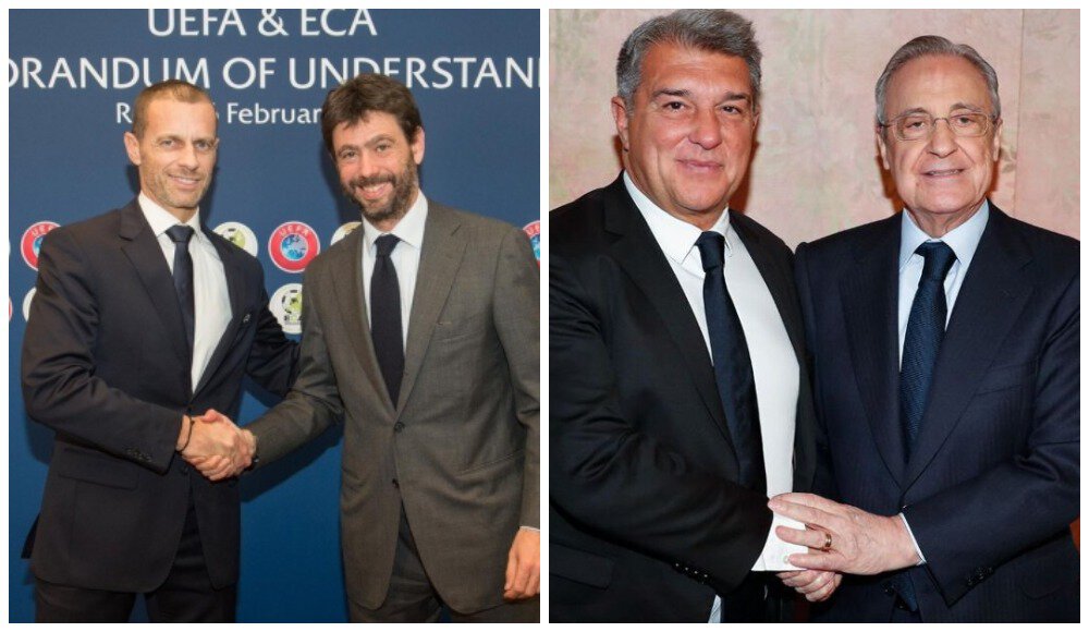 Барселона, УЕФА, Александер Чеферин, Жоан Лапорта, Андреа Аньелли, Флорентино Перес, Реал Мадрид, Ювентус, Клубы