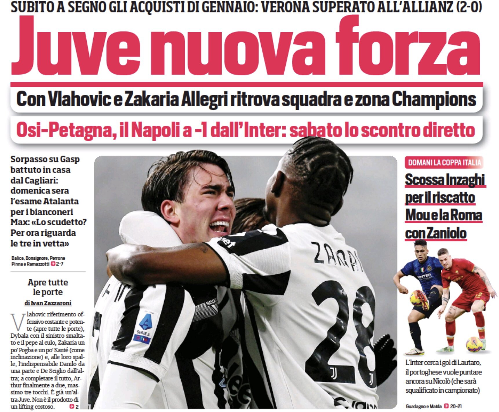 «Юве», новая сила. Заголовки Gazzetta, TuttoSport и Corriere за 7 февраля