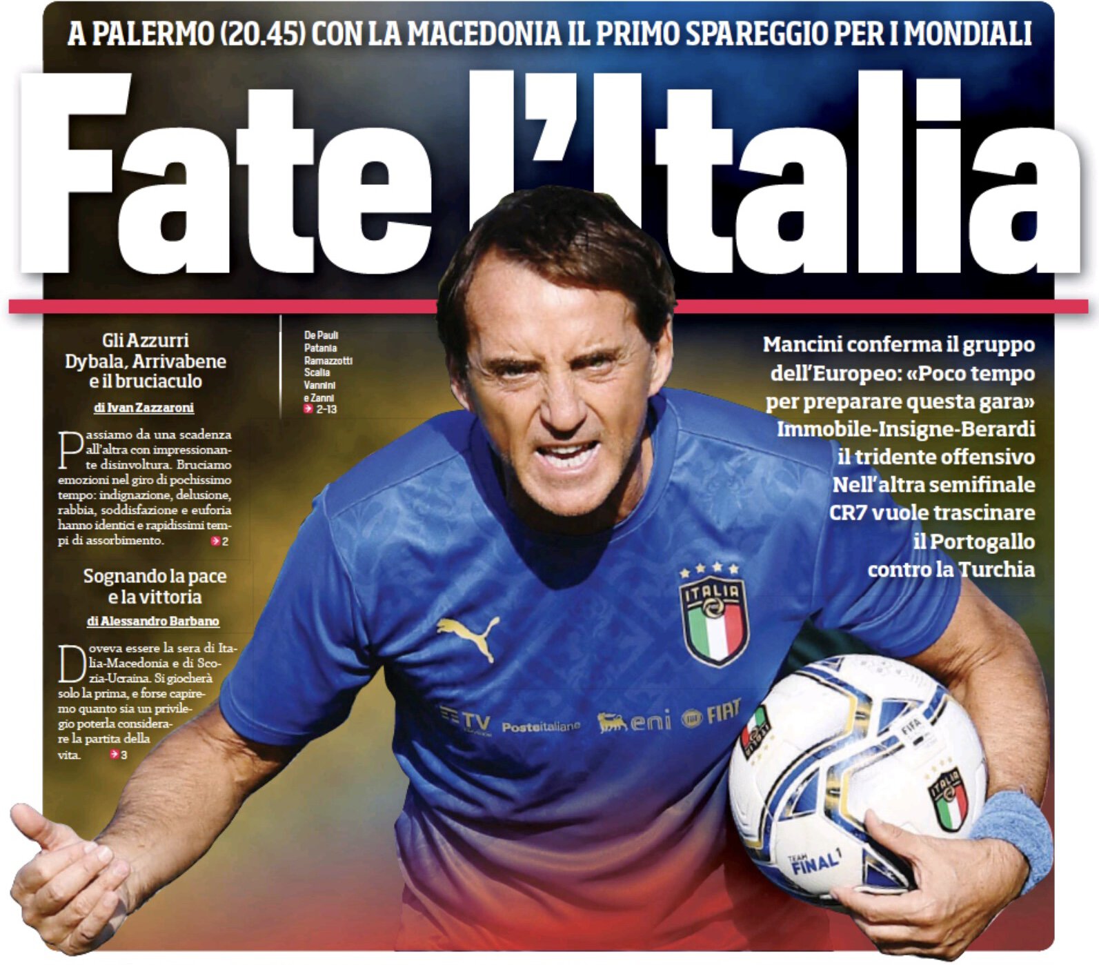 Сделайте Италию. Заголовки Gazzetta, TuttoSport и Corriere за 24 марта