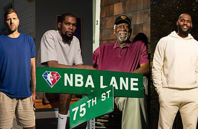 НБА, Девин Букер, Гэри Пэйтон, Мэджик Джонсон, Владе Дивац, Дирк Новицки, Лэрри Берд, Ричард Хэмилтон, Билл Расселл, Кевин Дюрэнт, Кавай Ленард, Грант Хилл, Айзейя Томас, Анферни Хардуэй, Леброн Джеймс, Роберт Орри, Майкл Джордан, Кармело Энтони, Ламело Болл, Рэй Аллен, Дикембе Мутомбо, Трэй Янг, Расселл Уэстбрук, Кобе Брайант, Энтони Дэвис, Дуэйн Уэйд, Карим Абдул-Джаббар, Зайон Уильямсон, Джерри Уэст, Билл Уолтон, Зак Лавин, Донован Митчелл, Оскар Робертсон, Артис Гилмор