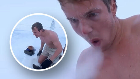 Блогер из Нидерландов нырнул в прорубь в Якутии при -52°C. Так можно?