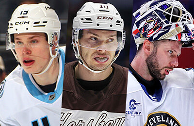 Никита Прищепов, Вашингтон, АХЛ, Питтсбург, Ютика, Ванкувер, Всеволод Комаров, Артем Дуда, Даниил Гущин, Кирилл Кирсанов, Виктор Неучев, Тампа-Бэй, Чикаго Вулвс, Манитоба, НХЛ, Даниил Бут, Максим Грошев, Нью-Джерси, Торонто Марлис, Кирилл Кудрявцев, Эдмонтон, Станислав Бережной, Иван Просветов, Сан-Хосе Барракуда, Глеб Трикозов, Эбботсфорд, Спрингфилд, Бостон, Уилкс-Бэрри, Амир Мифтахов, Лос-Анджелес, Дмитрий Симашев, Сент-Луис, Херши, Георгий Романов, Дмитрий Осипов, Колорадо Иглс, Кливленд, Торонто, Георгий Меркулов, Калгари Рэнглерс, Арсений Сергеев, Чикаго, Баффало, Никита Павлычев, Онтарио Рейн, Сиракьюз, Никита Чибриков, Александр Алексеев, Вадим Жеренко, Вячеслав Пекса, Иван Рябкин, Виннипег, Флорида, Юта, Никита Новиков, Колорадо, Артем Грушников, Богдан Тринеев, Шарлотт, Каролина, Иван Мирошниченко, Матвей Гридин, Матвей Петров, Сан-Хосе, Тусон, Даниил Мироманов, Провиденс, Иван Федотов, Игорь Чернышов, Бейкерсфилд, Артур Ахтямов, Рочестер, Никита Сусуев, Егор Афанасьев, Никита Александров, Айдар Суниев, Сергей Мурашов, Кирилл Герасимюк, Калгари, Рокфорд, Коламбус