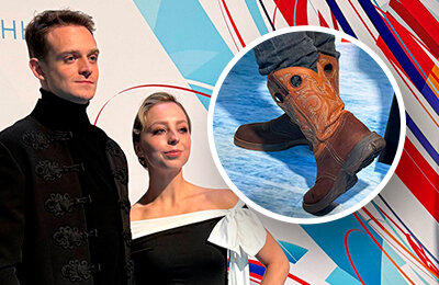 Наряды фигуристов на жеребьевке ЧР: костюм ковбоя, платье с мехом, пиджак на голое тело