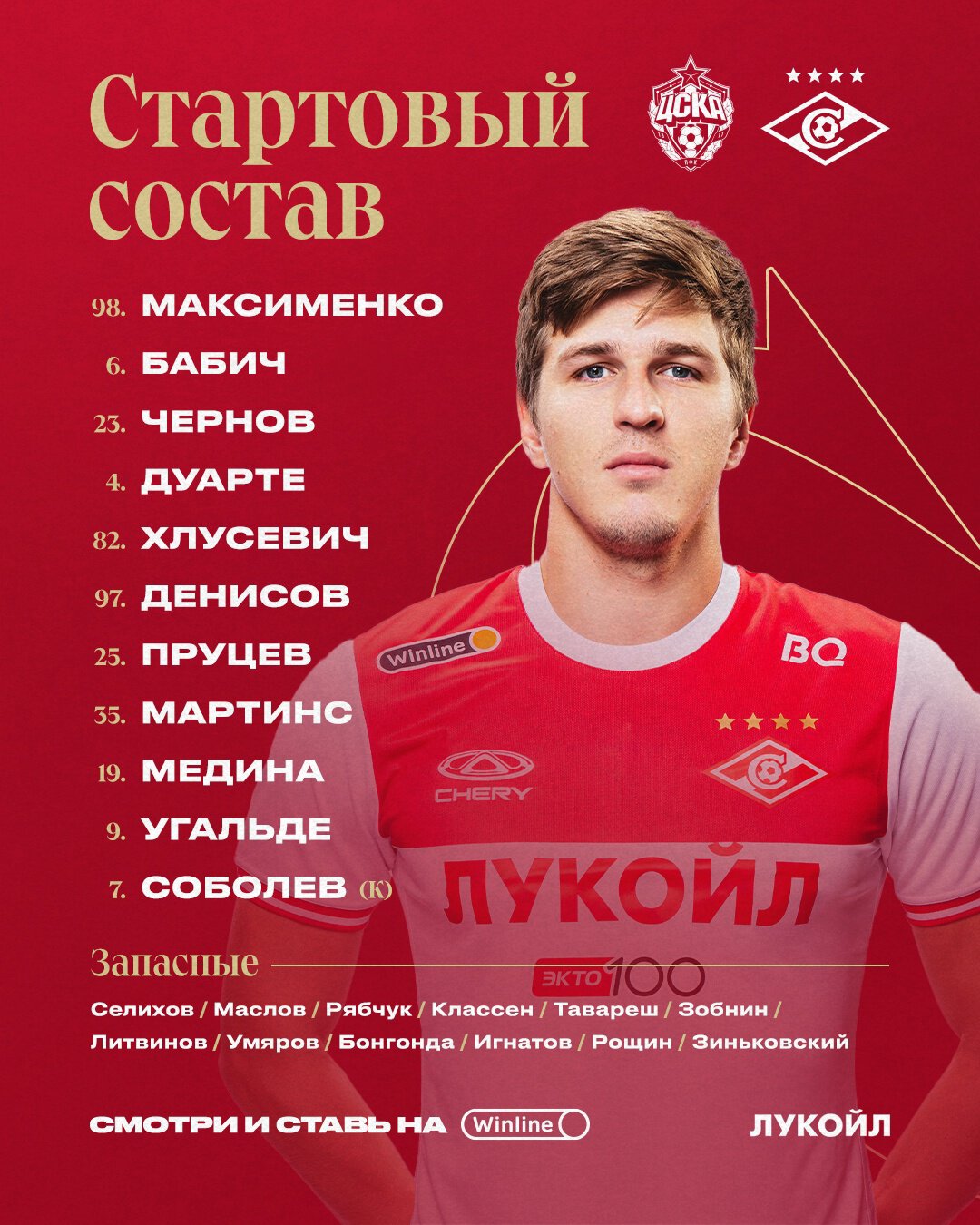 Состав «Спартака» на матч с ЦСКА