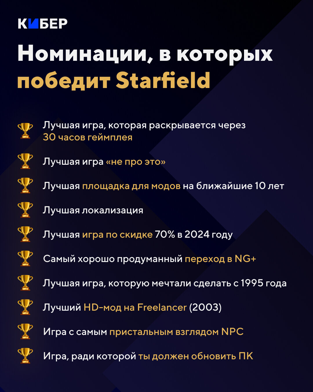 Starfield не номинировали на «Игру года» на TGA. Но мы придумали 10  номинаций, где она победит! - Лучший из лучших - Блоги - Cyber.Sports.ru