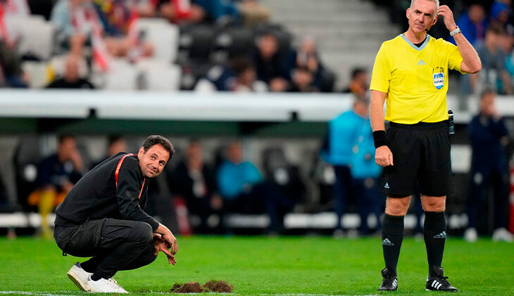 Матч Австрии прервали из-за ямы на газоне – второй за три года! Работники бегали с ведрами, чтобы засыпать дыру