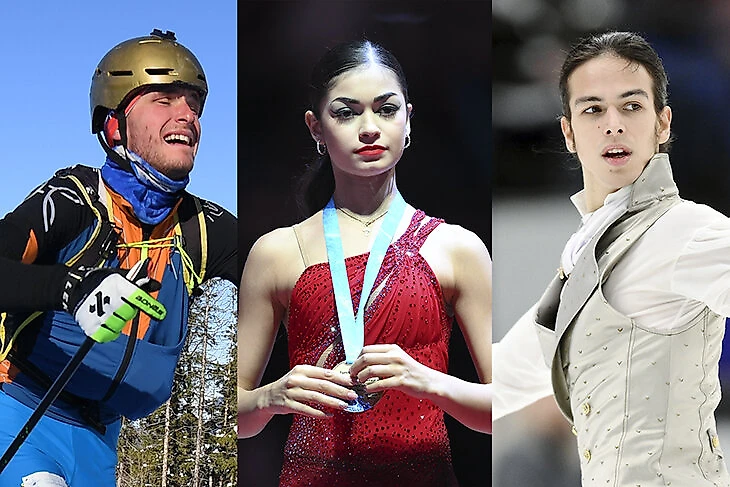 Фото трех российских спортсменов участников зимних Олимпийских игр в Италии 2026
