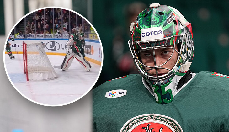 Фотография поста в ленте Вратарь «Ак Барса» подарил гол сопернику. А после сирены полез в драку