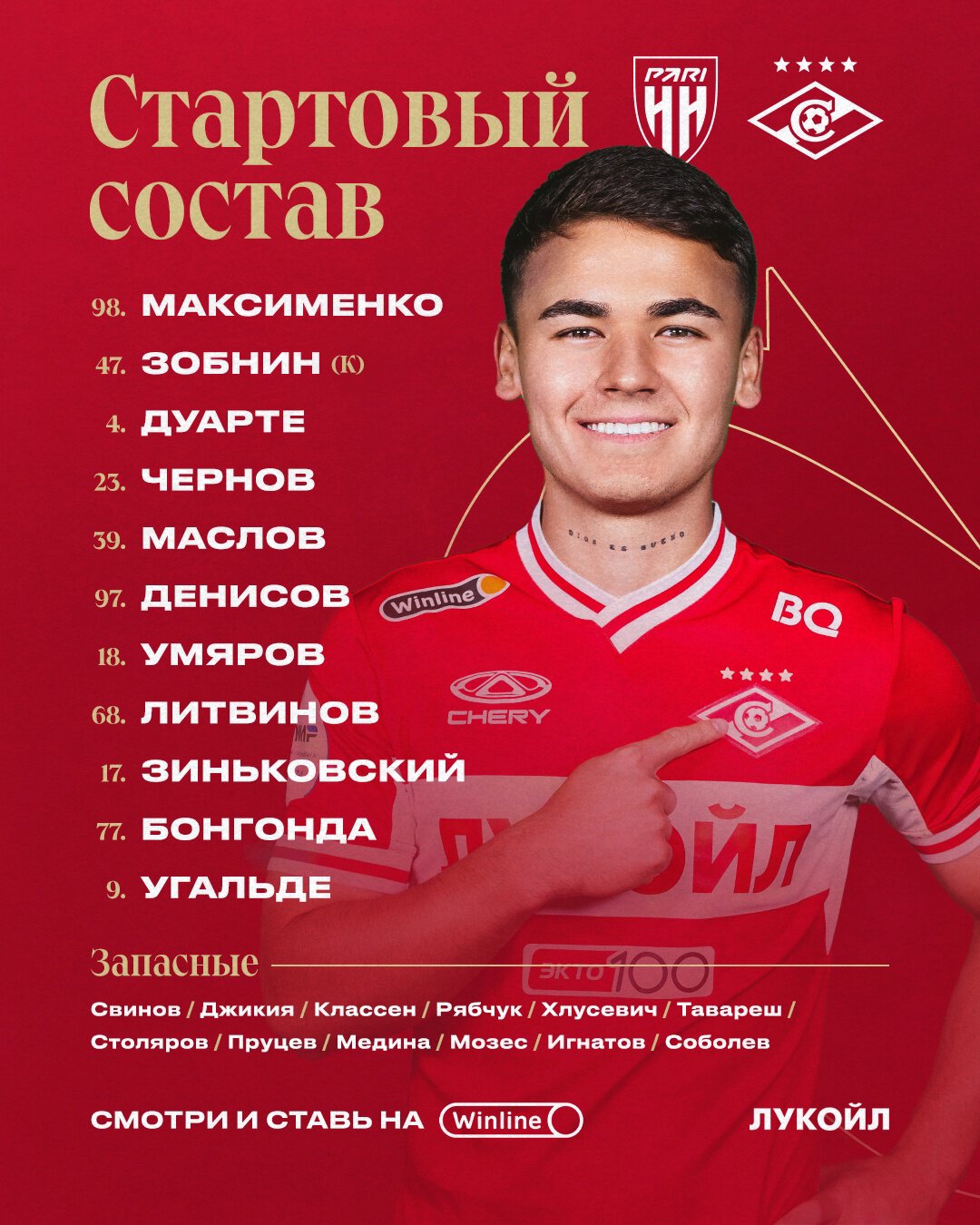 Состав «Спартака» на матч с «Пари НН»