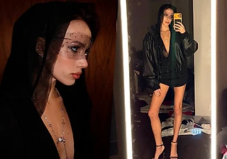 Новый образ Загитовой: платье с глубоким декольте от Юдашкина и вуаль на глазах