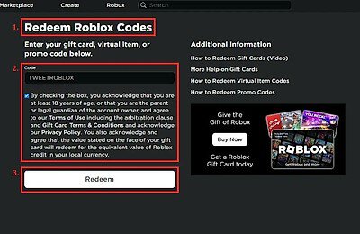 Roblox, Промокоды