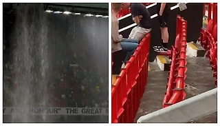Потом на «Олд Траффорд»: кадры промокшего стадиона разлетелись по сети📹