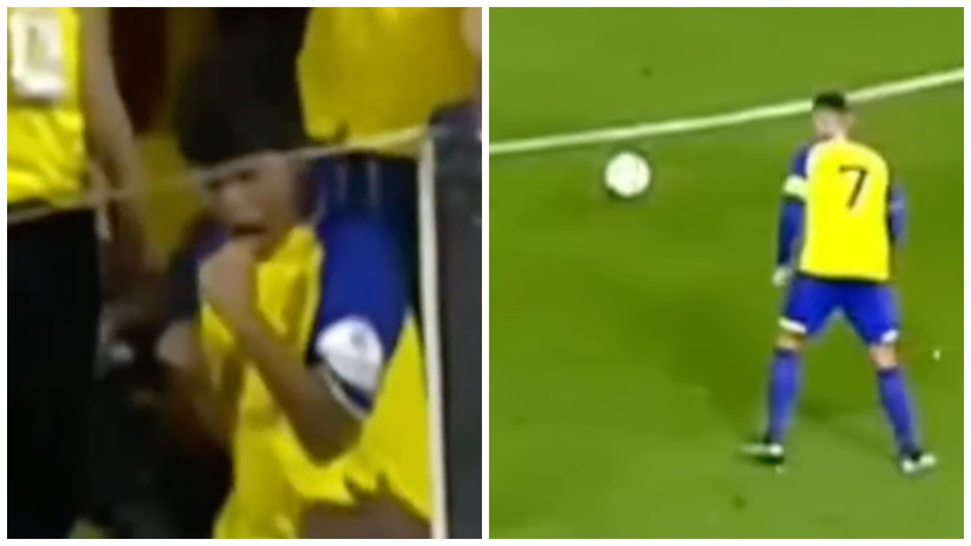 Мальчик очень обрадовался, когда Роналду заработал штрафной. Он точно не ждал, что Криштиану попадет ему в голову