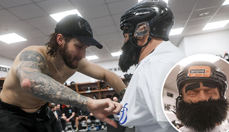 Фотография поста в ленте Бородатый манекен Герман – символ «Трактора» в плей-офф КХЛ. Это тренер по победам