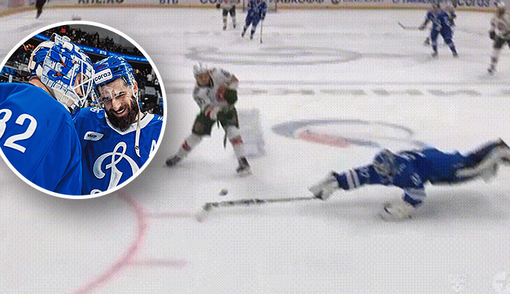 😱 Голкипер «Динамо» спас ворота, выбросив клюшку. А что – так можно?