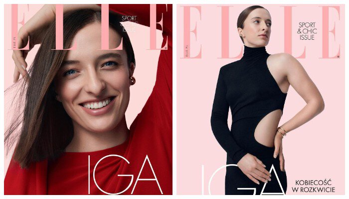 Ига Швентек примерила гламурный образ в фотосессии для ELLE📸