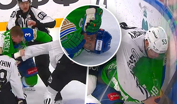 Бокс на льду устроили «Салават» и «Трактор»! Панин улетел в нокаут с одного удара