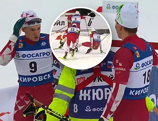 Большунов вспылил! Толкнул соперника в спину после гонки, тот ушел хромая