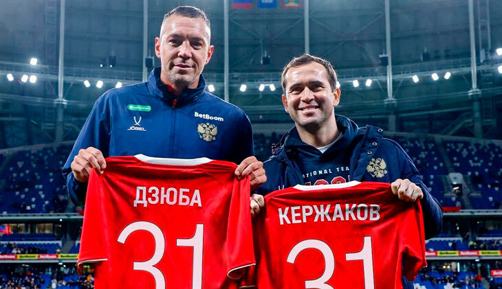 Артем Дзюба, Александр Кержаков, Сборная Германии по футболу, Роман Нагучев, Андрей Аршавин, Иван Карпов, Владимир Быстров, Сборная России по футболу