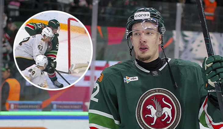 Фотография поста в ленте Игрок «Ак Барса» забил лицом! Как же это больно