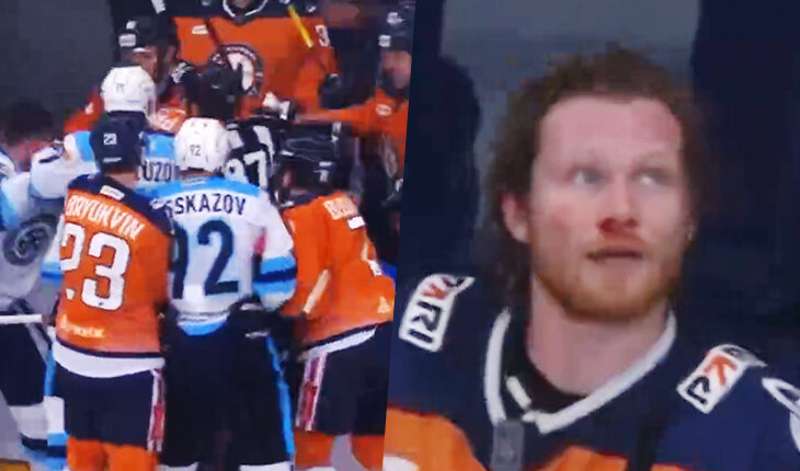 Фотография поста в ленте 🥊 Дикая драка в КХЛ: игроки «Нефтехимика» бились прямо со скамейки