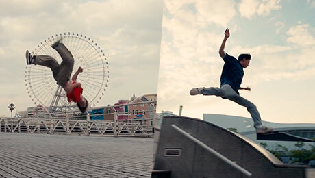 Наш паркурщик исполнил трюки, на которые способны лишь пара человек в мире