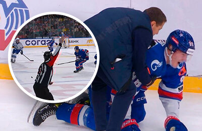 Игрок СКА травмировался и уехал в больницу. Судья поздно остановил игру