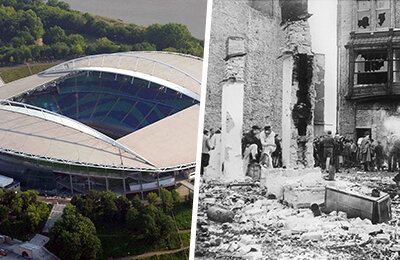 Стадион в Лейпциге строили 200 тысяч добровольцев. Из руин разбитого войной города