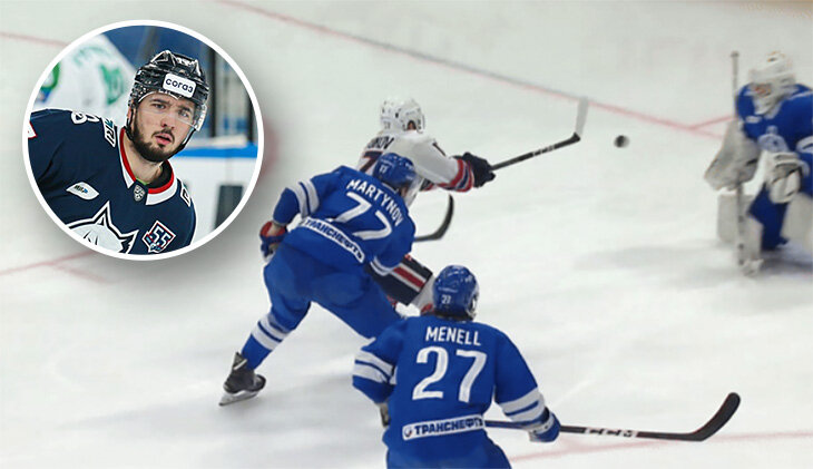 Cмотрите, бейсбольный гол в КХЛ! Ударом клюшкой по летящей шайбе